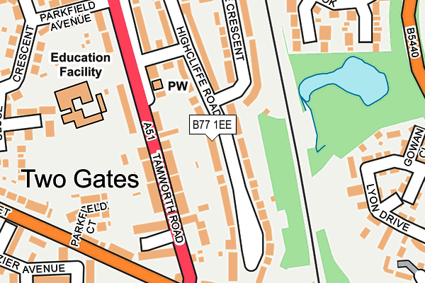 B77 1EE map - OS OpenMap – Local (Ordnance Survey)