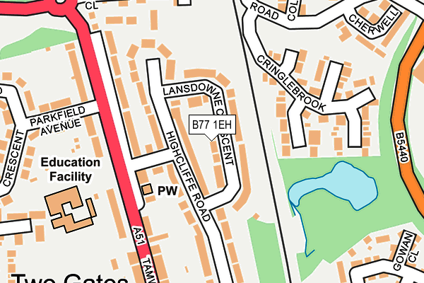 B77 1EH map - OS OpenMap – Local (Ordnance Survey)