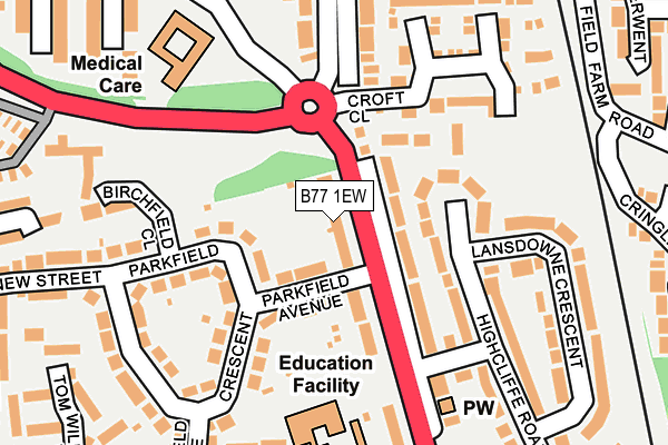 B77 1EW map - OS OpenMap – Local (Ordnance Survey)