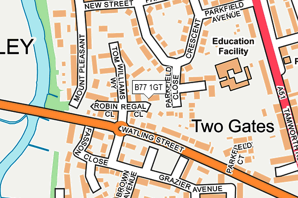 B77 1GT map - OS OpenMap – Local (Ordnance Survey)