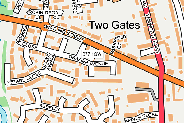 B77 1GW map - OS OpenMap – Local (Ordnance Survey)