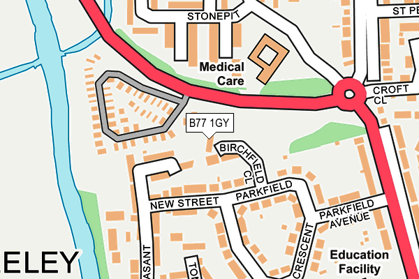 B77 1GY map - OS OpenMap – Local (Ordnance Survey)