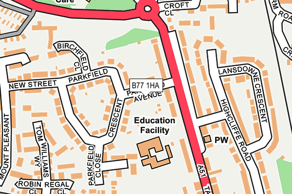 B77 1HA map - OS OpenMap – Local (Ordnance Survey)