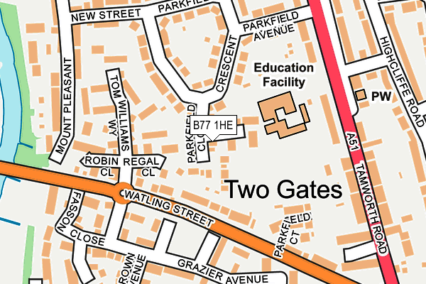 B77 1HE map - OS OpenMap – Local (Ordnance Survey)