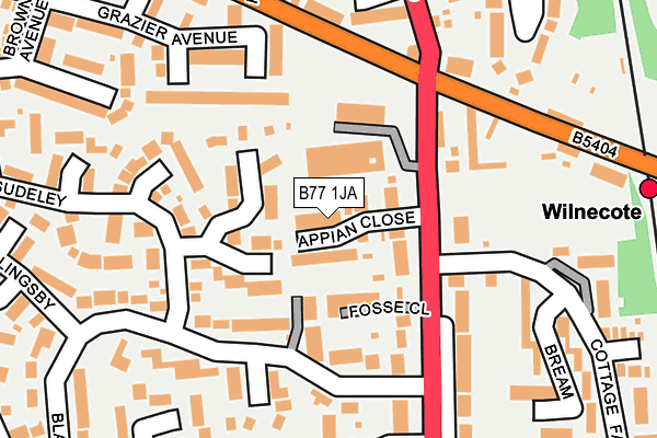 B77 1JA map - OS OpenMap – Local (Ordnance Survey)