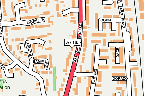 B77 1JB map - OS OpenMap – Local (Ordnance Survey)