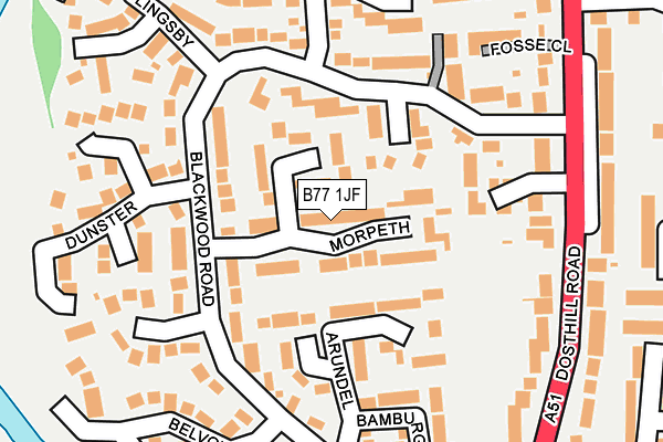 B77 1JF map - OS OpenMap – Local (Ordnance Survey)