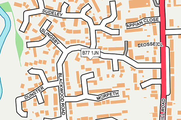 B77 1JN map - OS OpenMap – Local (Ordnance Survey)