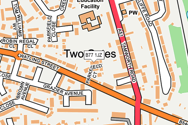 B77 1JZ map - OS OpenMap – Local (Ordnance Survey)