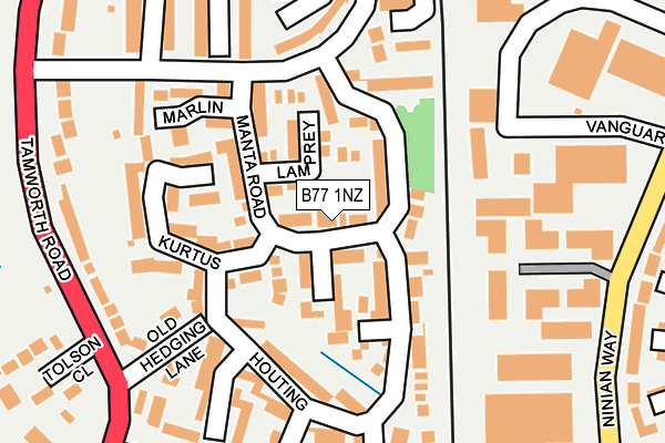 B77 1NZ map - OS OpenMap – Local (Ordnance Survey)