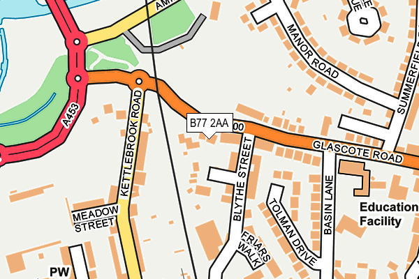 B77 2AA map - OS OpenMap – Local (Ordnance Survey)