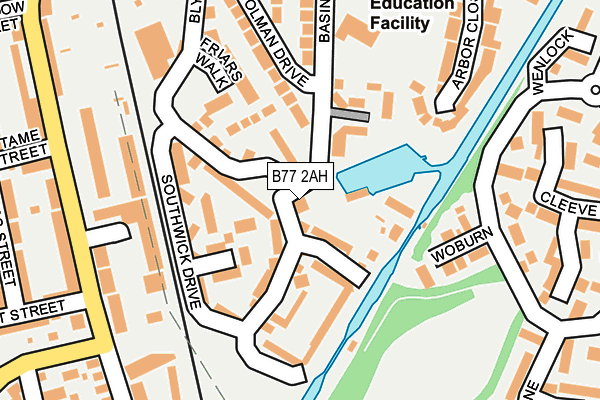 B77 2AH map - OS OpenMap – Local (Ordnance Survey)