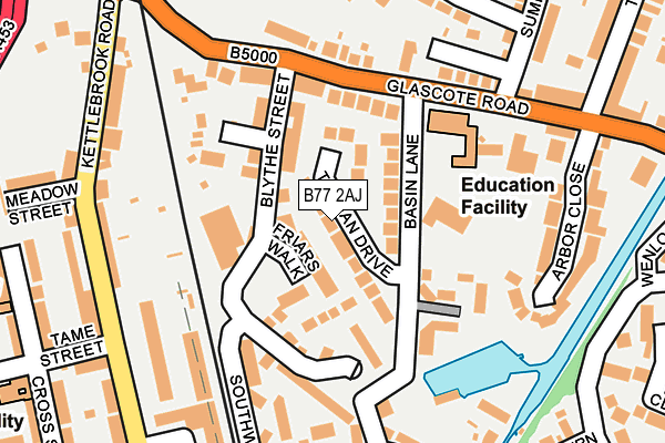 B77 2AJ map - OS OpenMap – Local (Ordnance Survey)