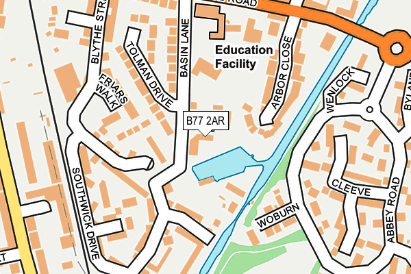 B77 2AR map - OS OpenMap – Local (Ordnance Survey)
