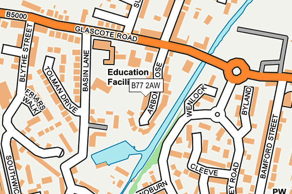 B77 2AW map - OS OpenMap – Local (Ordnance Survey)