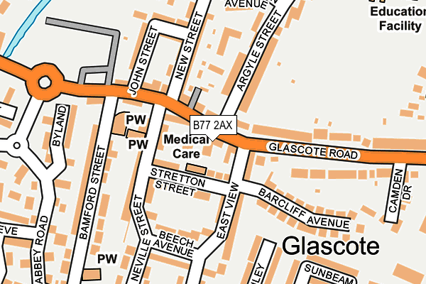 B77 2AX map - OS OpenMap – Local (Ordnance Survey)