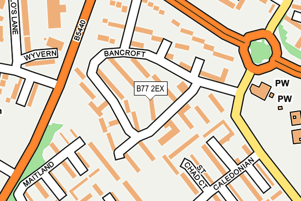 B77 2EX map - OS OpenMap – Local (Ordnance Survey)