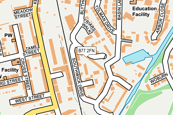 B77 2FN map - OS OpenMap – Local (Ordnance Survey)