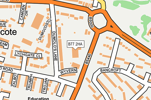 B77 2HA map - OS OpenMap – Local (Ordnance Survey)