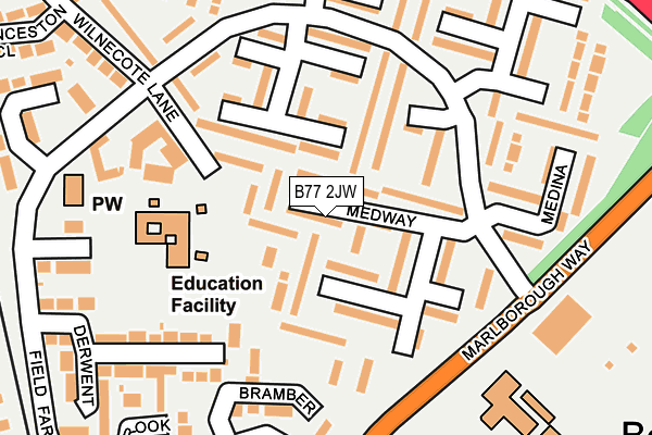 B77 2JW map - OS OpenMap – Local (Ordnance Survey)