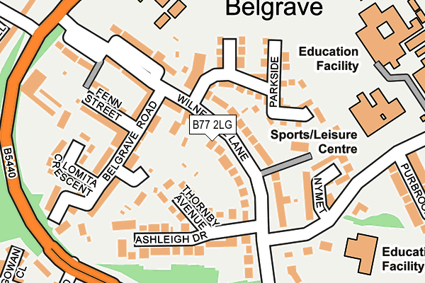 B77 2LG map - OS OpenMap – Local (Ordnance Survey)