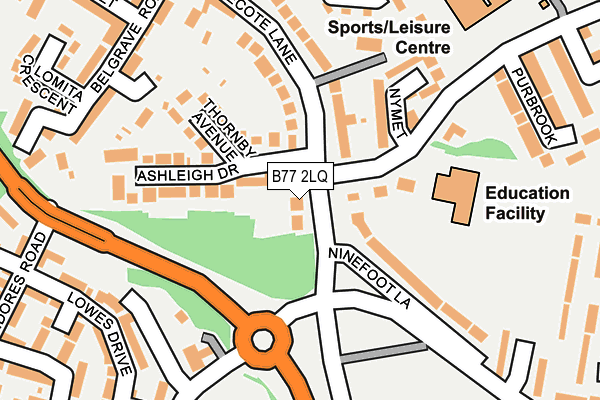 B77 2LQ map - OS OpenMap – Local (Ordnance Survey)