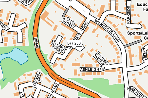 B77 2LS map - OS OpenMap – Local (Ordnance Survey)