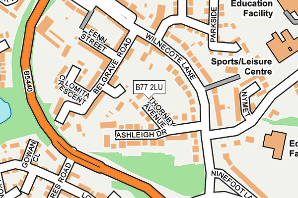 B77 2LU map - OS OpenMap – Local (Ordnance Survey)