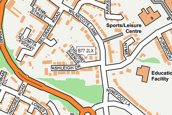 B77 2LX map - OS OpenMap – Local (Ordnance Survey)