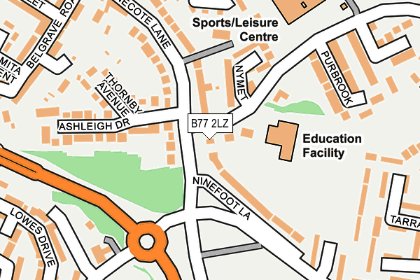 B77 2LZ map - OS OpenMap – Local (Ordnance Survey)