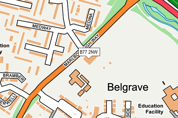 B77 2NW map - OS OpenMap – Local (Ordnance Survey)