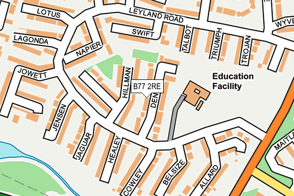 B77 2RE map - OS OpenMap – Local (Ordnance Survey)