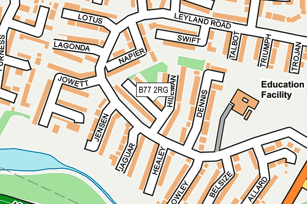 B77 2RG map - OS OpenMap – Local (Ordnance Survey)