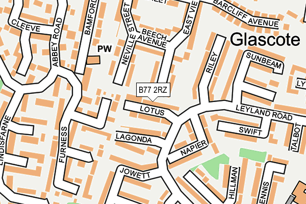 B77 2RZ map - OS OpenMap – Local (Ordnance Survey)