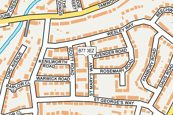 B77 3EZ map - OS OpenMap – Local (Ordnance Survey)