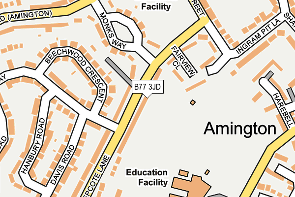 B77 3JD map - OS OpenMap – Local (Ordnance Survey)