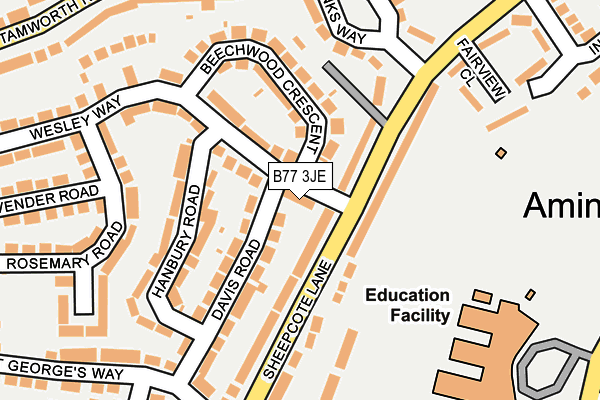 B77 3JE map - OS OpenMap – Local (Ordnance Survey)