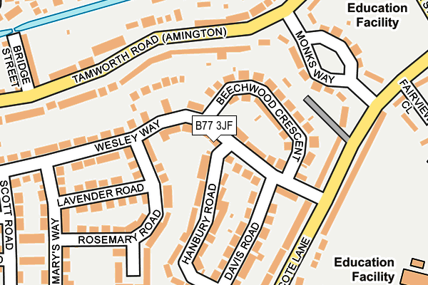 B77 3JF map - OS OpenMap – Local (Ordnance Survey)