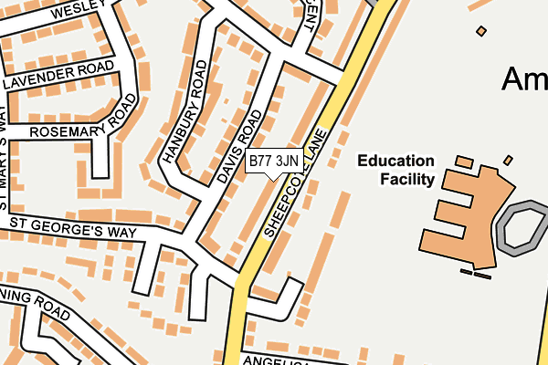 B77 3JN map - OS OpenMap – Local (Ordnance Survey)