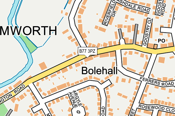 B77 3PZ map - OS OpenMap – Local (Ordnance Survey)