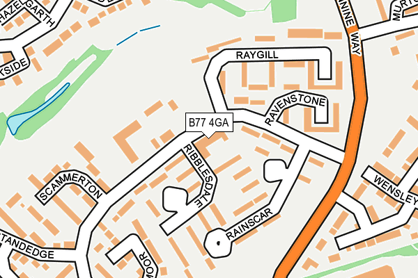 B77 4GA map - OS OpenMap – Local (Ordnance Survey)