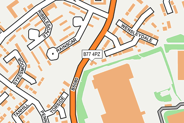 B77 4PZ map - OS OpenMap – Local (Ordnance Survey)