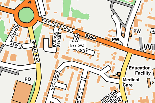 B77 5AZ map - OS OpenMap – Local (Ordnance Survey)
