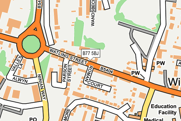 B77 5BJ map - OS OpenMap – Local (Ordnance Survey)