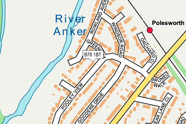B78 1BT map - OS OpenMap – Local (Ordnance Survey)