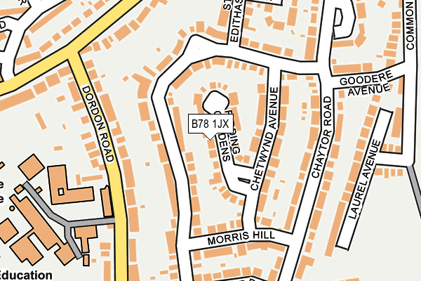 B78 1JX map - OS OpenMap – Local (Ordnance Survey)