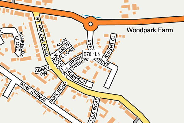 B78 1LN map - OS OpenMap – Local (Ordnance Survey)