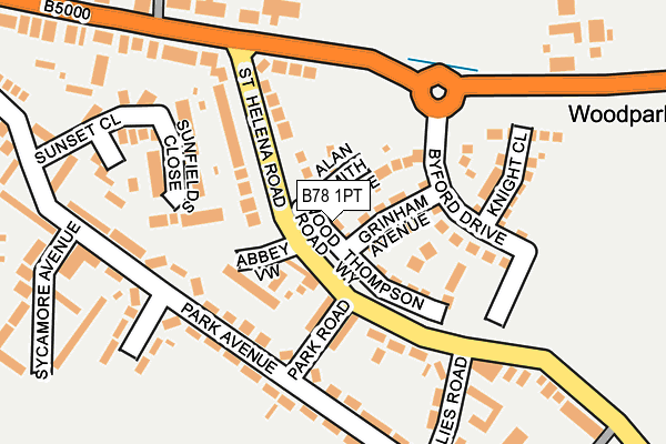 B78 1PT map - OS OpenMap – Local (Ordnance Survey)
