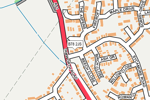 B78 2JS map - OS OpenMap – Local (Ordnance Survey)