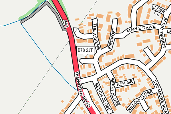 B78 2JT map - OS OpenMap – Local (Ordnance Survey)